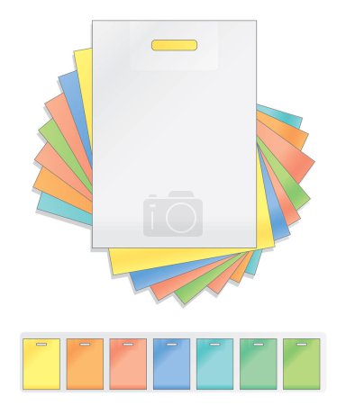 Téléchargez les illustrations : Paquets en plastique uni pour votre variation multicolore - en licence libre de droit