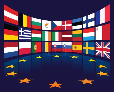 Illustration for Collection of european union national flags of countries. - Royalty Free Image