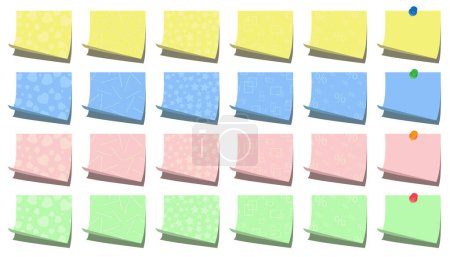 Ilustración de Notas adhesivas multicolores con clavijas - Imagen libre de derechos