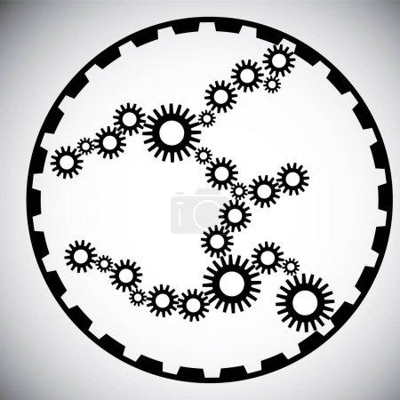 Illustration for Poster with gearwheel in black and white color - Royalty Free Image