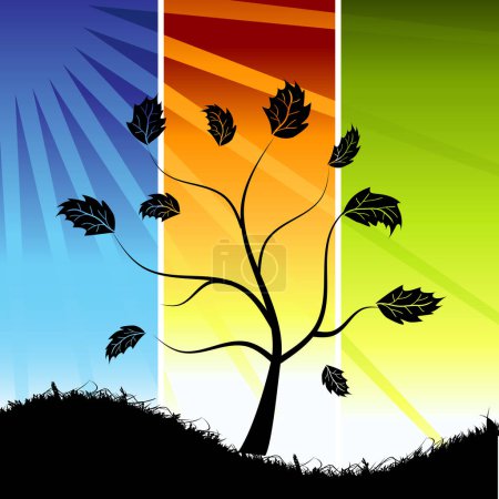 Illustration for Tree silhouette, color background - Royalty Free Image