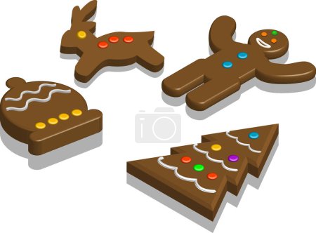 Téléchargez les illustrations : Illustration, vecteur pour une variété de forme de chocolat pour Noël - en licence libre de droit