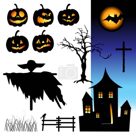 Illustration for Halloween night, elements for your design - Royalty Free Image