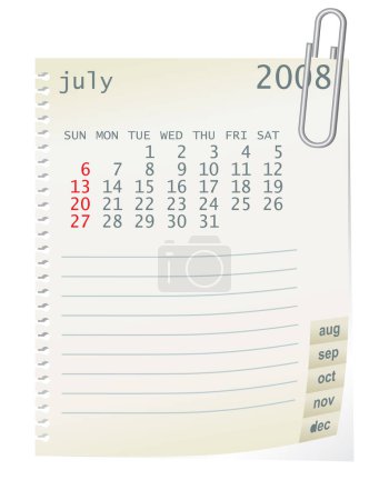 Illustration for 2008 calender whith a blanknote paper - vector illustration - Royalty Free Image