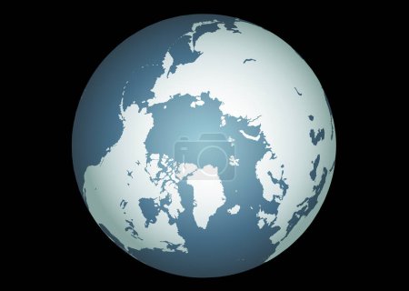 Illustration for Arctic (Vector). Accurate map of the arctic. Mapped onto a globe. Includes greenland, iceland, baffin island, and all the other islands of the far north. - Royalty Free Image