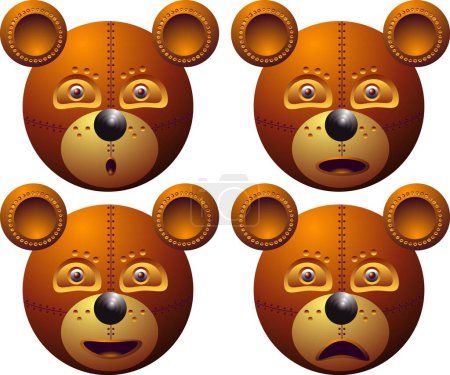 Téléchargez les illustrations : Illustration vectorielle pour un ours robot avec émotion et expression - en licence libre de droit