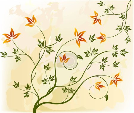 Téléchargez les illustrations : Art abstrait motif floral fond vectoriel illustration - en licence libre de droit