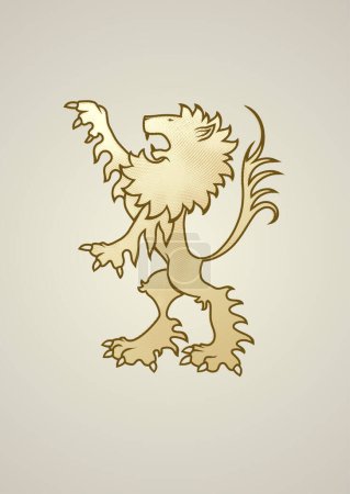 Illustration for Ancient coat of arms lion. Looks great standing alone or holding something. Copy/paste/reflect and 2 lions can be holding a banner. - Royalty Free Image