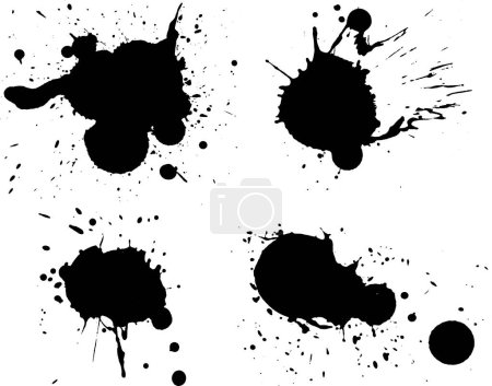 Téléchargez les illustrations : 4 Black Splats - Le fond est transparent afin qu'ils puissent être superposés sur d'autres illustrations ou images. - en licence libre de droit