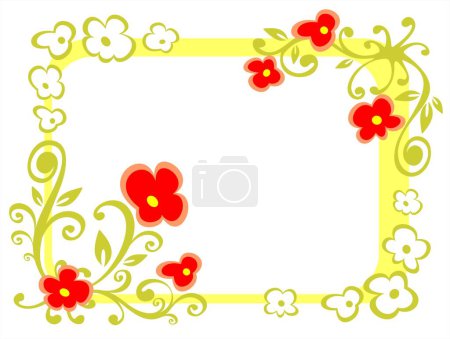 Ilustración de Marco floral estilizado sobre fondo blanco. La ilustración digital. - Imagen libre de derechos