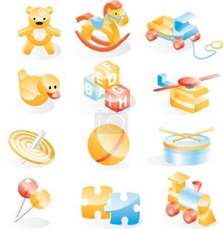 Illustration for Set of vector icons in toy style - Royalty Free Image