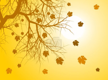 Illustration for Seasonal background with tree branches and falling autmn leaves - Royalty Free Image