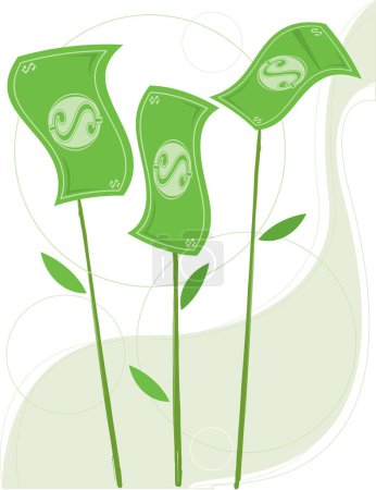 Ilustración de Dinero que crece de tallos como flores - Imagen libre de derechos