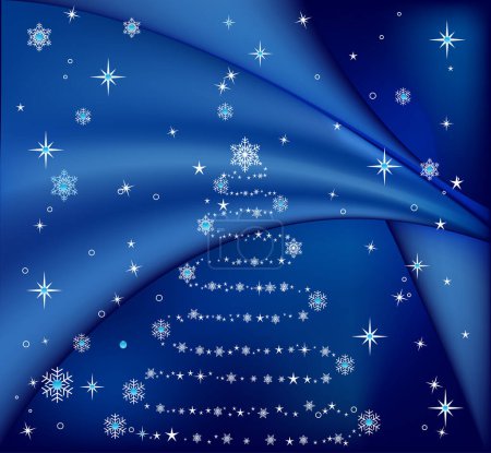 Illustration for Blue christmas tree, vector illustration - Royalty Free Image