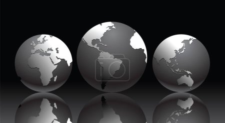 Téléchargez les photos : Illustration vectorielle avec globe terrestre dans différentes positions - en image libre de droit
