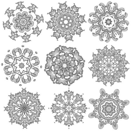 Ilustración de Colección de patrones de diseño de bordado floral - Imagen libre de derechos