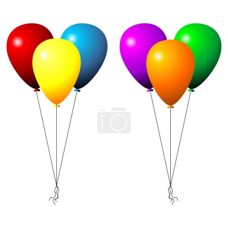 Ilustración de Dos juegos de globos de fiesta aislados sobre fondo blanco - Imagen libre de derechos
