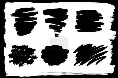 Illustration for Vector set of different black-and-white ink strokes - Royalty Free Image