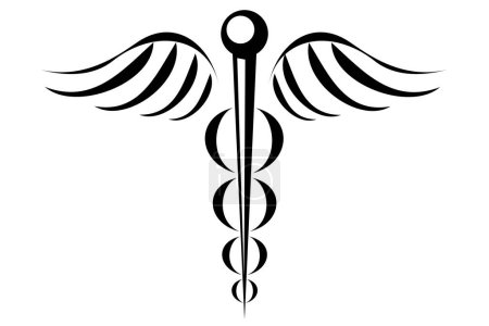 Illustration for Caduceus medical symbol tribal tattoo - Royalty Free Image