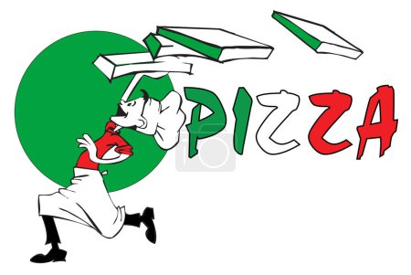 Ilustración de Cocinero italiano o pizzaiolo con pizza - Imagen libre de derechos
