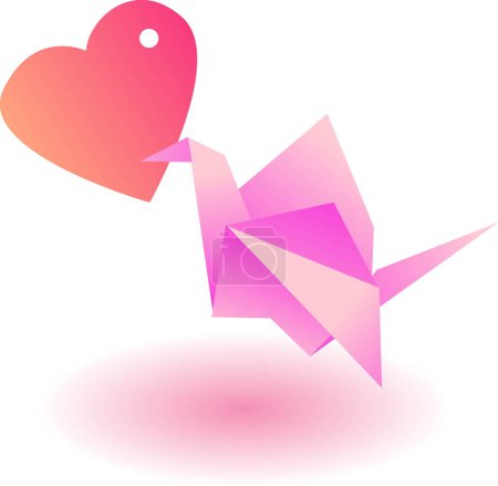 Ilustración de Ilustración vectorial para un pájaro artesanal de papel enviando un amor (corazón) para el amante - Imagen libre de derechos
