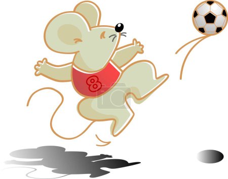 Téléchargez les illustrations : Illustration vectorielle pour une souris en tant que joueur de football - en licence libre de droit