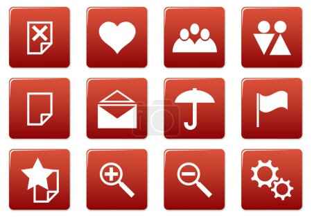 Illustration for Gadget square icons set. Red - white palette. Vector illustration. - Royalty Free Image