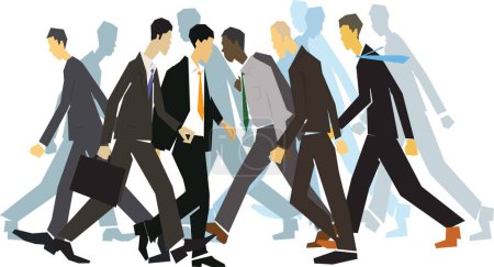 Illustration for Businessmen hurrying on city street - Royalty Free Image