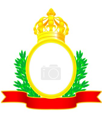 Illustration for Frame for the arms with a crown, a tape and a laurel wreath - a vecto - Royalty Free Image