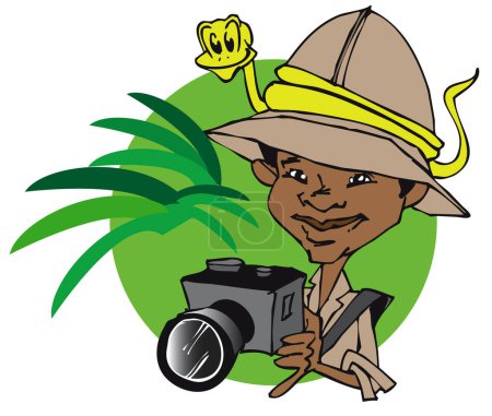 Téléchargez les illustrations : Photographe afro-américain, illustration ou logo - en licence libre de droit