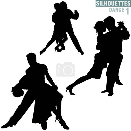 Téléchargez les illustrations : Silhouettes Dance 01 - Illustration vectorielle détaillée. - en licence libre de droit