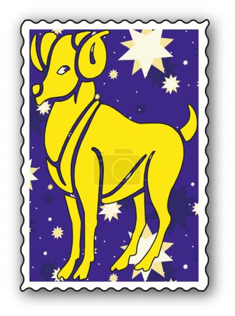 Illustration for Stamp with Zodiac - Ram - Royalty Free Image