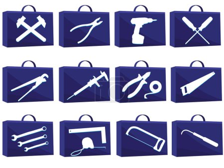Illustration for Set icon for web with tools in a vector - Royalty Free Image
