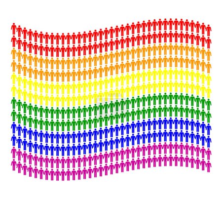 Ilustración de Arco iris gay bandera hecha de hombre pictograma - Imagen libre de derechos