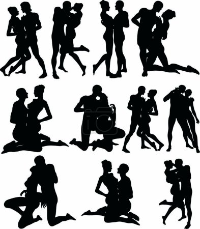 Illustration for Illustration of Sexy Couple Silouettes - Royalty Free Image