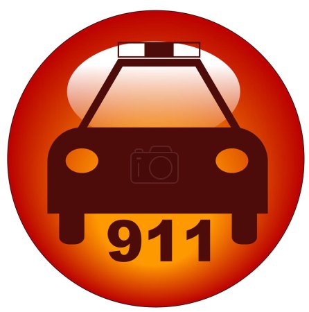 Illustration for Red police web button or icon for calling 91 - Royalty Free Image