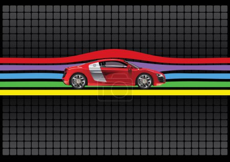 Illustration for Modern car red color isolated with lines. illustration - Royalty Free Image