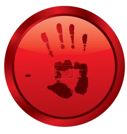 Ilustración de La impresión de una mano en un botón rojo - Imagen libre de derechos