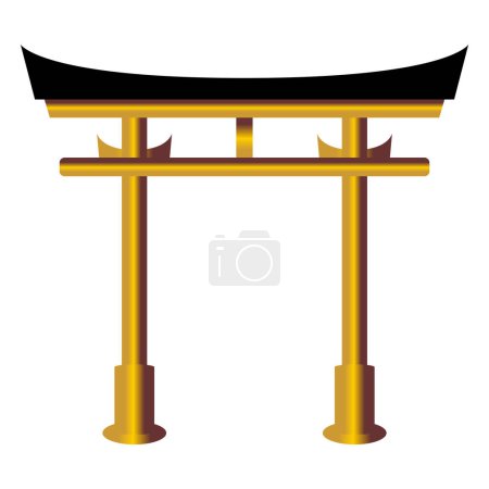 Téléchargez les illustrations : Porte Torii représentation isolée sur fond blanc - en licence libre de droit