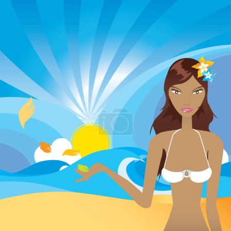 Illustration for Summer wind, sexy girl. - Royalty Free Image