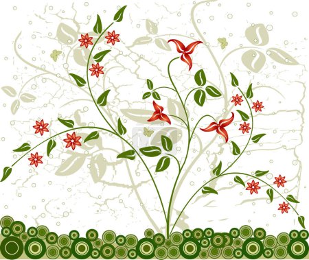 Téléchargez les illustrations : Art abstrait design fond floral - vecteur - en licence libre de droit