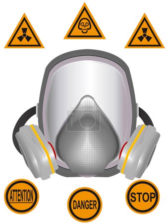 Ilustración de Máscara de gas de protección química e irradiante en un vecto - Imagen libre de derechos