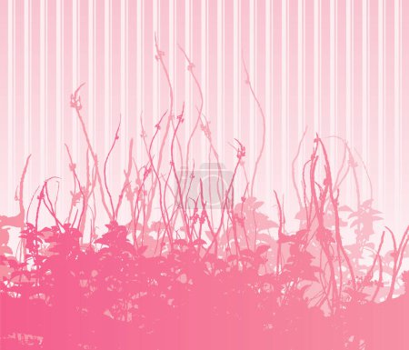 Ilustración de Fondo femenino de vida vegetal y rayas - en tonos suaves de rosa - Imagen libre de derechos