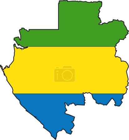 Illustration for Illustration Vector of a Map and Flag from Gabon - Royalty Free Image