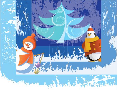 Illustration for Winter greeting image - color illustration - Royalty Free Image