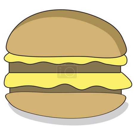 Illustration for Cartoon style beefburger with a tasty filling - Royalty Free Image