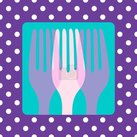 Illustration for Greeting card or menu design with polkadots and fork - Royalty Free Image