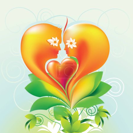 Illustration for Heart face image - color illustration - Royalty Free Image
