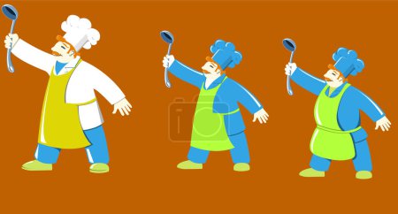 Ilustración de Chef con imagen en cucharón - ilustración en color - Imagen libre de derechos