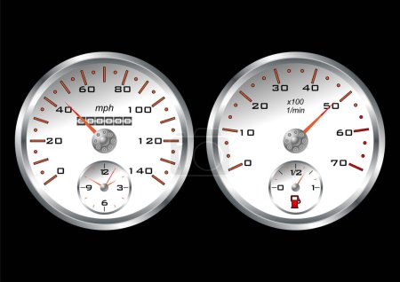 Illustration for White dashboard car isolated over black background - Royalty Free Image